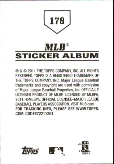 B1814- 2011 Topps Stickers Baseball Card #s 1-200 -You Pick- 15+ FREE US SHIP - Picture 353 of 397