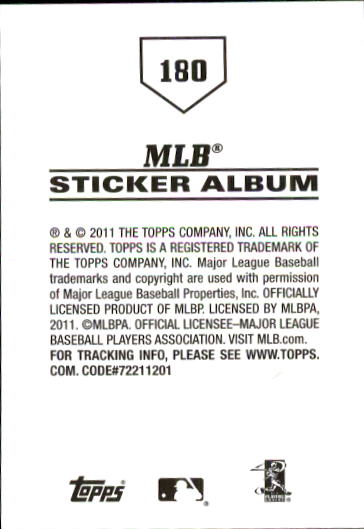 B1814- 2011 Topps Stickers Baseball Card #s 1-200 -You Pick- 15+ FREE US SHIP - Picture 357 of 397