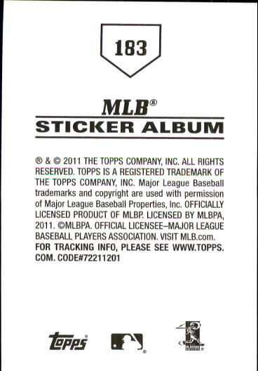 B1814- 2011 Topps Stickers Baseball Card #s 1-200 -You Pick- 15+ FREE US SHIP - Picture 363 of 397