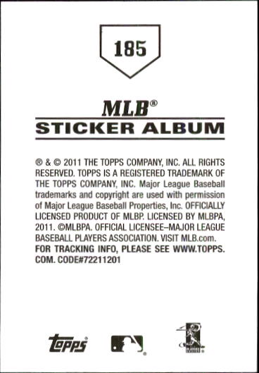 B1814- 2011 Topps Stickers Baseball Card #s 1-200 -You Pick- 15+ FREE US SHIP - Picture 367 of 397