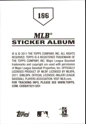 B1814- 2011 Topps Stickers Baseball Card #s 1-200 -You Pick- 15+ FREE US SHIP - Picture 369 of 397