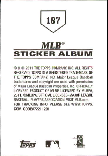 B1814- 2011 Topps Stickers Baseball Card #s 1-200 -You Pick- 15+ FREE US SHIP - Picture 371 of 397
