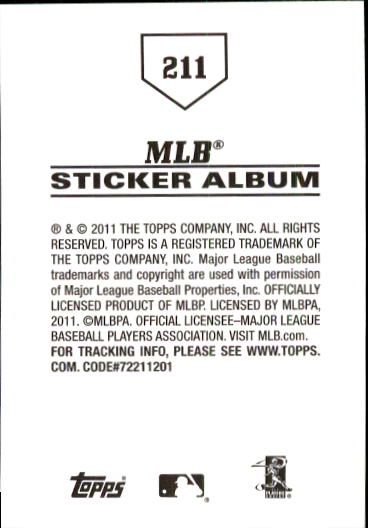 B1814- 2011 Topps Sticker Baseball Karten 201-295 -du Pick- 15 + Gratis US - Bild 23 von 187
