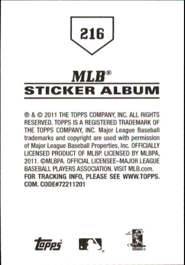 B1814- 2011 Topps Sticker Baseball Karten 201-295 -du Pick- 15 + Gratis US - Bild 33 von 187