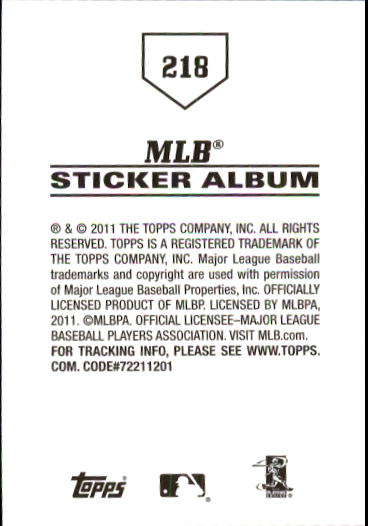 B1814- 2011 Topps Sticker Baseball Karten 201-295 -du Pick- 15 + Gratis US - Bild 37 von 187