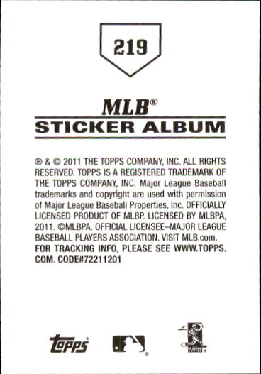 B1814- 2011 Topps Sticker Baseball Karten 201-295 -du Pick- 15 + Gratis US - Bild 39 von 187