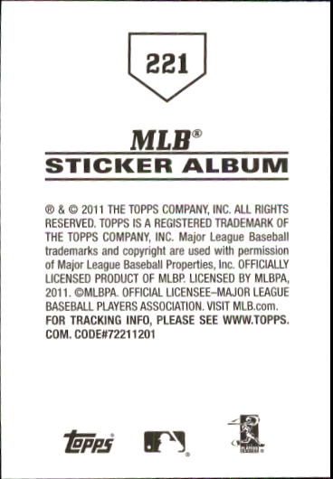 B1814- 2011 Topps Sticker Baseball Karten 201-295 -du Pick- 15 + Gratis US - Bild 43 von 187