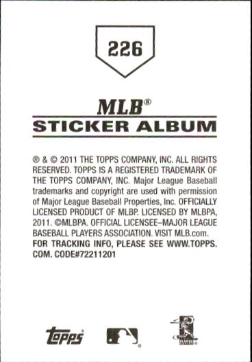 B1814- 2011 Topps Sticker Baseball Karten 201-295 -du Pick- 15 + Gratis US - Bild 53 von 187