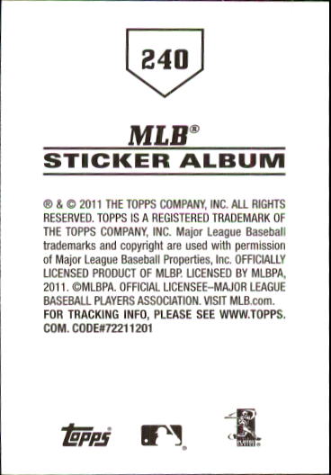 B1814- 2011 Topps Sticker Baseball Karten 201-295 -du Pick- 15 + Gratis US - Bild 81 von 187