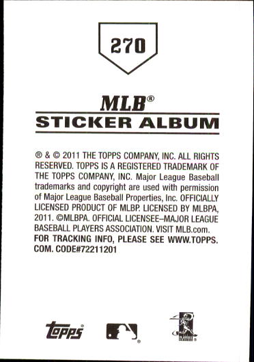 B1814- 2011 Topps Sticker Baseball Karten 201-295 -du Pick- 15 + Gratis US - Bild 141 von 187