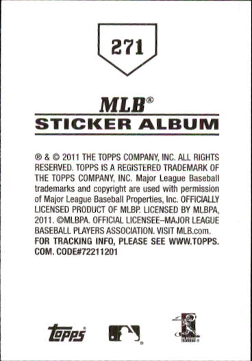 B1814- 2011 Topps Sticker Baseball Karten 201-295 -du Pick- 15 + Gratis US - Bild 143 von 187