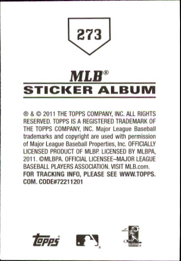 B1814- 2011 Topps Sticker Baseball Karten 201-295 -du Pick- 15 + Gratis US - Bild 147 von 187