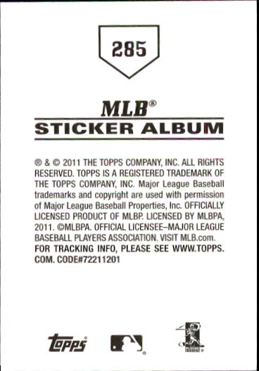 B1814- 2011 Topps Sticker Baseball Karten 201-295 -du Pick- 15 + Gratis US - Bild 169 von 187