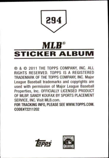 B1814- 2011 Topps Sticker Baseball Karten 201-295 -du Pick- 15 + Gratis US - Bild 187 von 187
