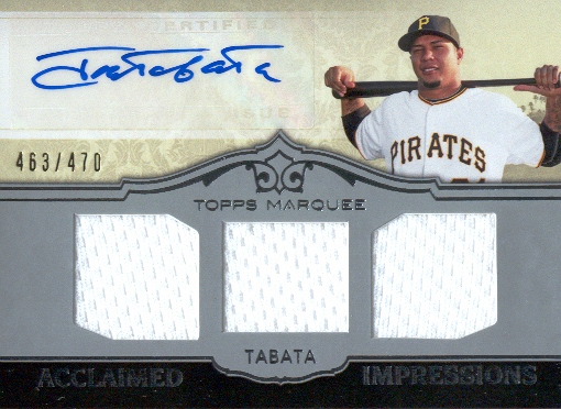 2011 Topps Marquee Acclaimed Impressions Triple Relic Autographs #AIT6 Jose Tabata/470