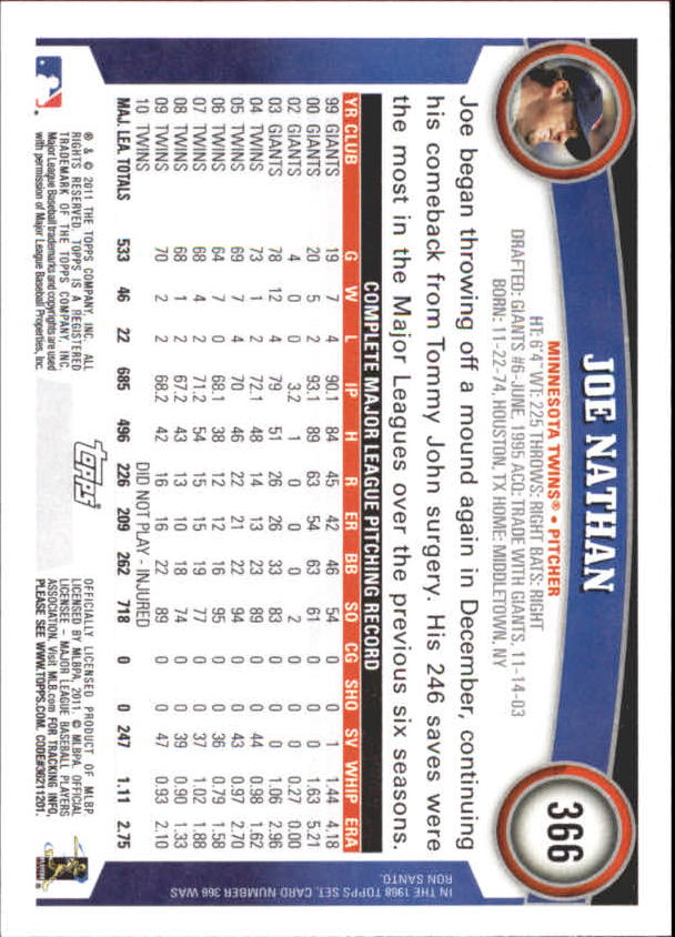 A3166- 2011 Topps Diamant Jubiläum BB 251-500 -du Pick- 15 + Gratis US Schiff - Bild 141 von 298