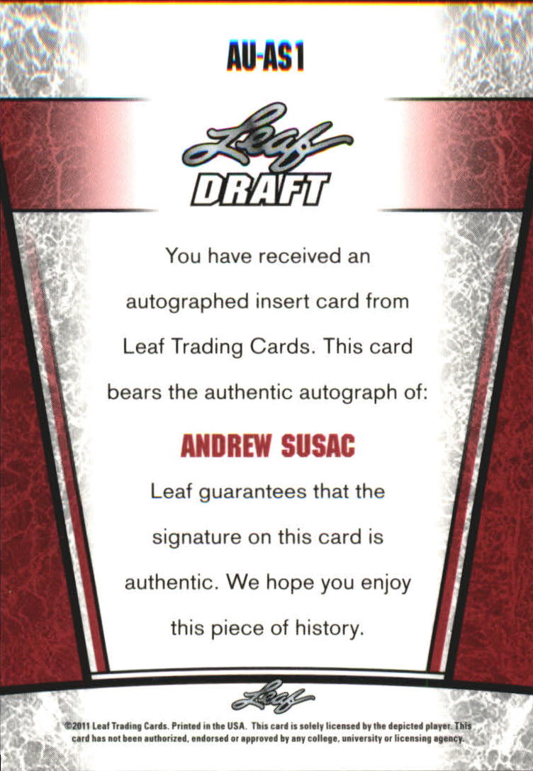 2011 Leaf Metal Draft #AS1 Andrew Susac back image