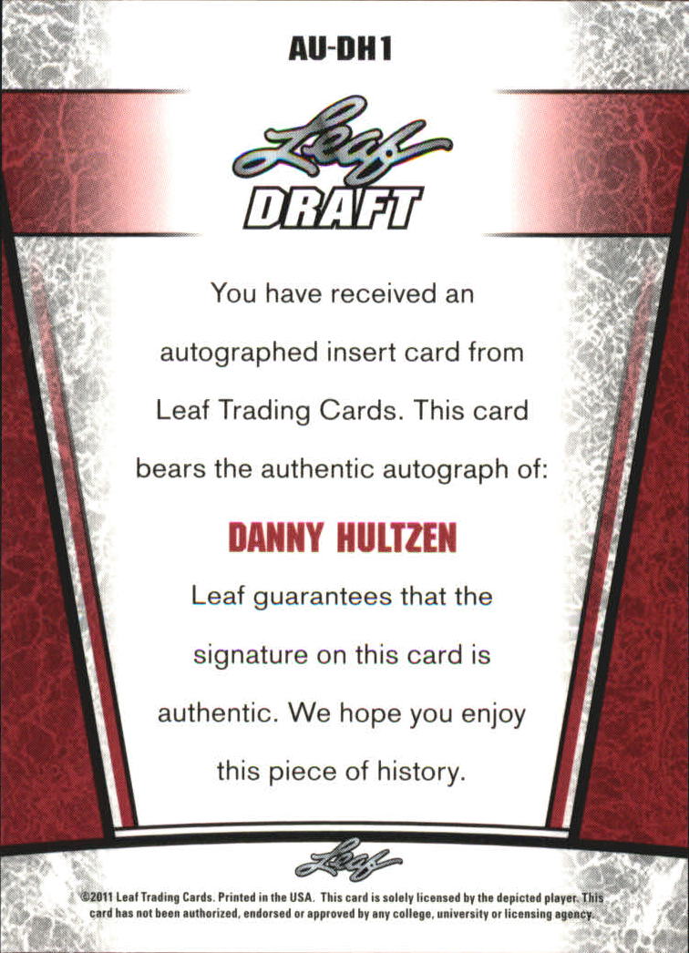 2011 Leaf Metal Draft #DH1 Danny Hultzen back image