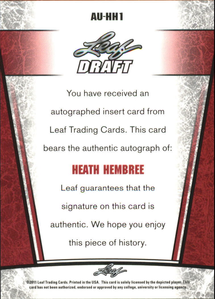 2011 Leaf Metal Draft #HH1 Heath Hembree back image