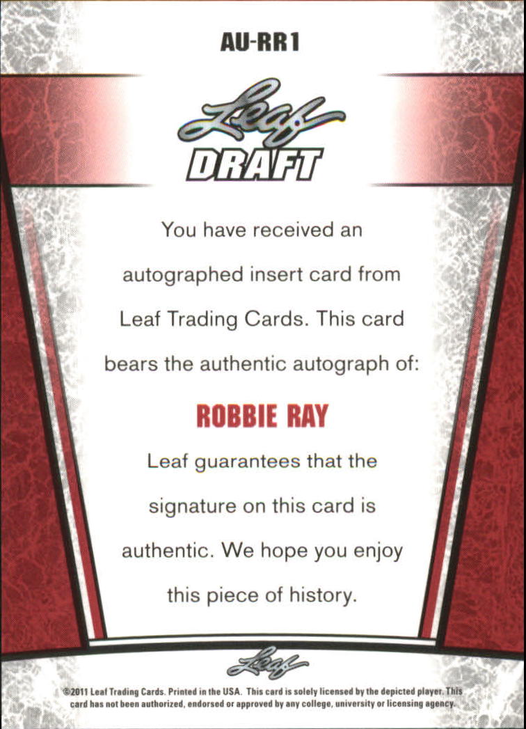 2011 Leaf Metal Draft #RR1 Robbie Ray back image