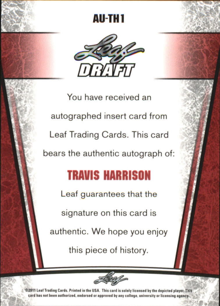 2011 Leaf Metal Draft #TH1 Travis Harrison back image