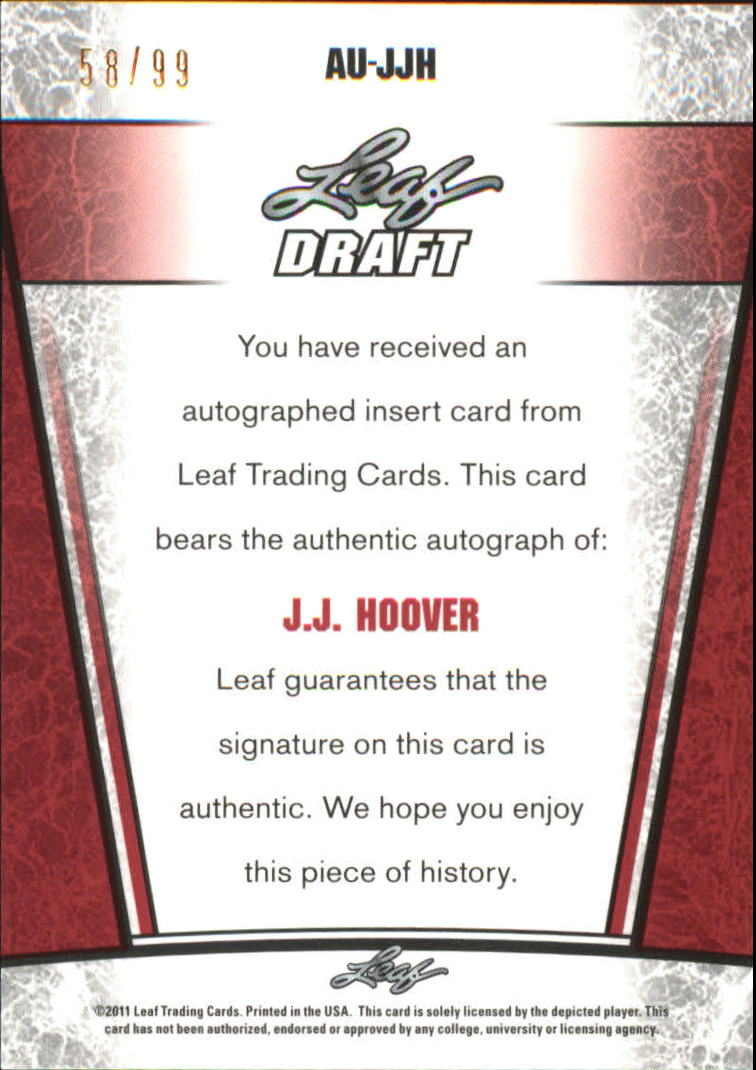 2011 Leaf Metal Draft Prismatic #JJH J.J. Hoover back image