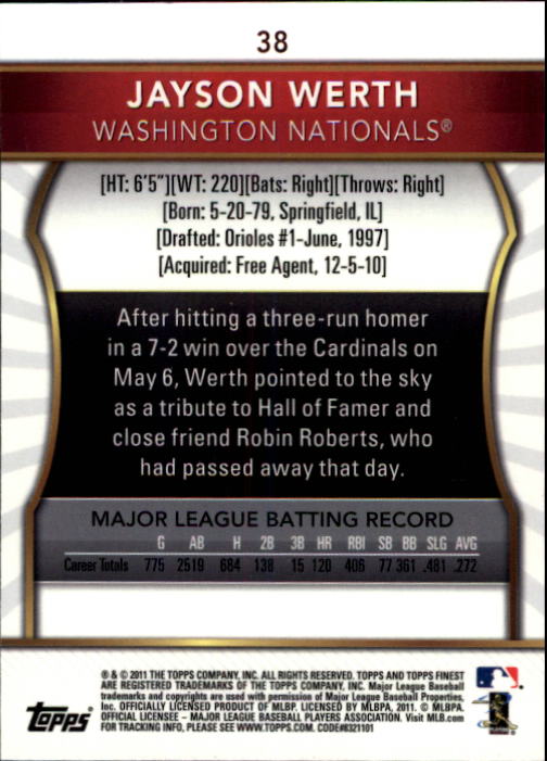 B3145- 2011 Finest Baseball Card #s 1-100 +Rookies -You Pick- 15+ FREE US SHIP - Picture 19 of 89