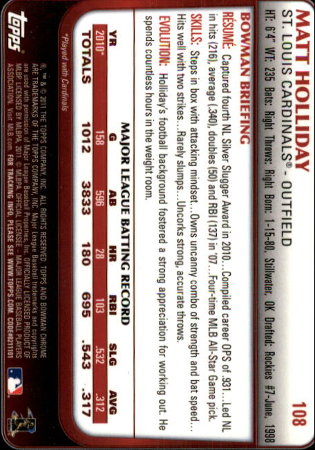 B5206- 2011 Bowman Chrome Baseball Card #s 1-220 -You Pick- 15+ FREE US SHIP - Picture 180 of 381