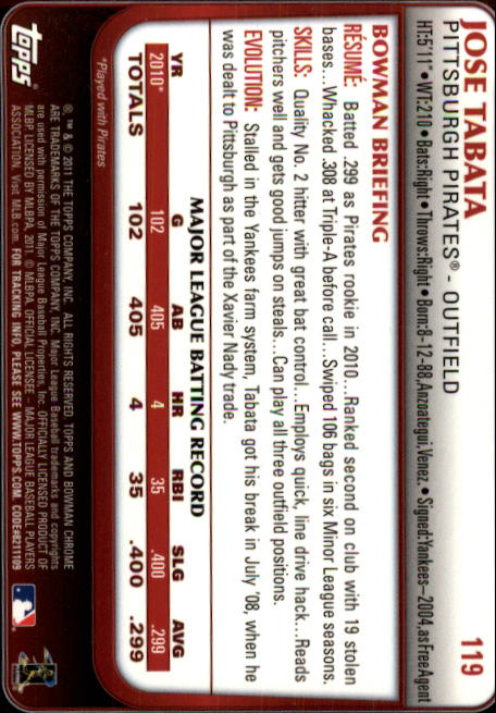 B5206- 2011 Bowman Chrome Baseball Card #s 1-220 -You Pick- 15+ FREE US SHIP - Picture 198 of 381