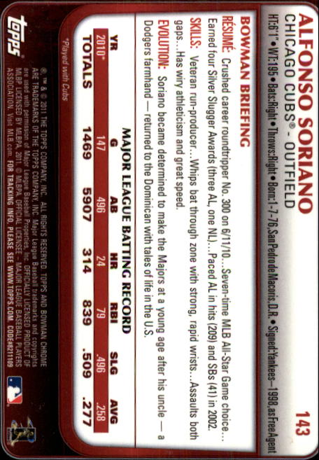 B5206- 2011 Bowman Chrome Baseball Card #s 1-220 -You Pick- 15+ FREE US SHIP - Picture 240 of 381