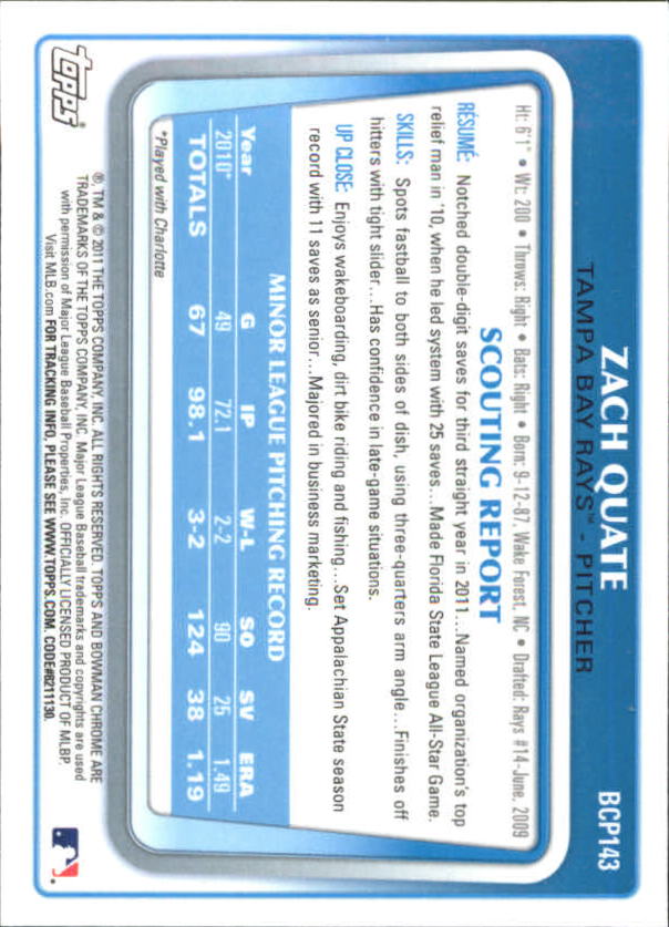 A0151- 2011 Bowman Chrome Prospects Green X-Fractors -You Pick- 15+ FREE US SHIP - Picture 54 of 183