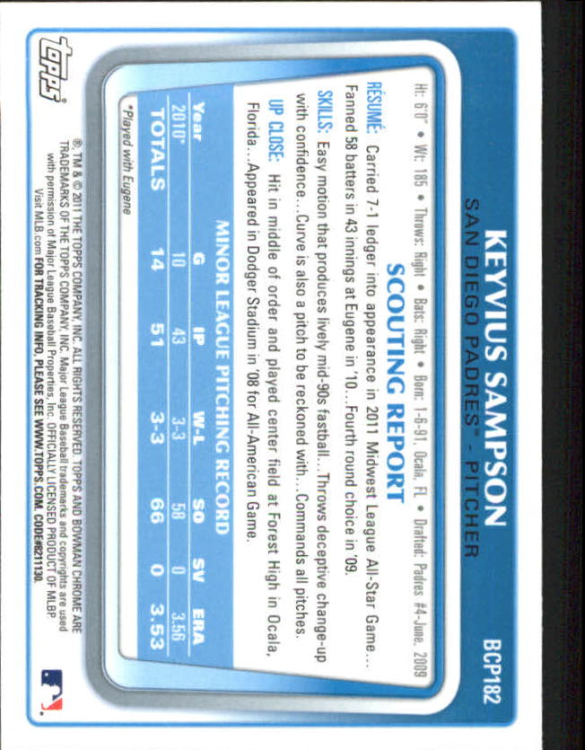 A0151- 2011 Bowman Chrome Prospects Green X-Fractors -You Pick- 15+ FREE US SHIP - Picture 117 of 183