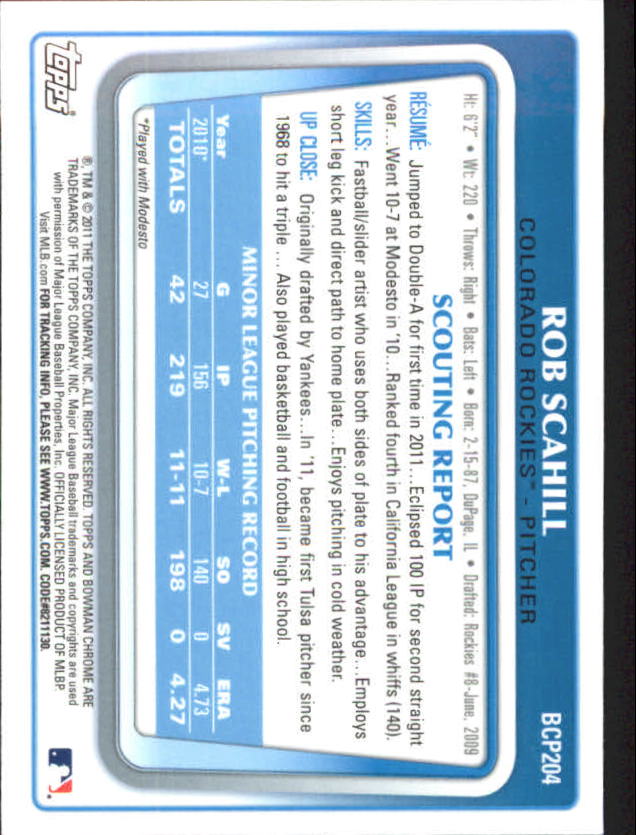 A0151- 2011 Bowman Chrome Prospects Green X-Fractors -You Pick- 15+ FREE US SHIP - Picture 153 of 183