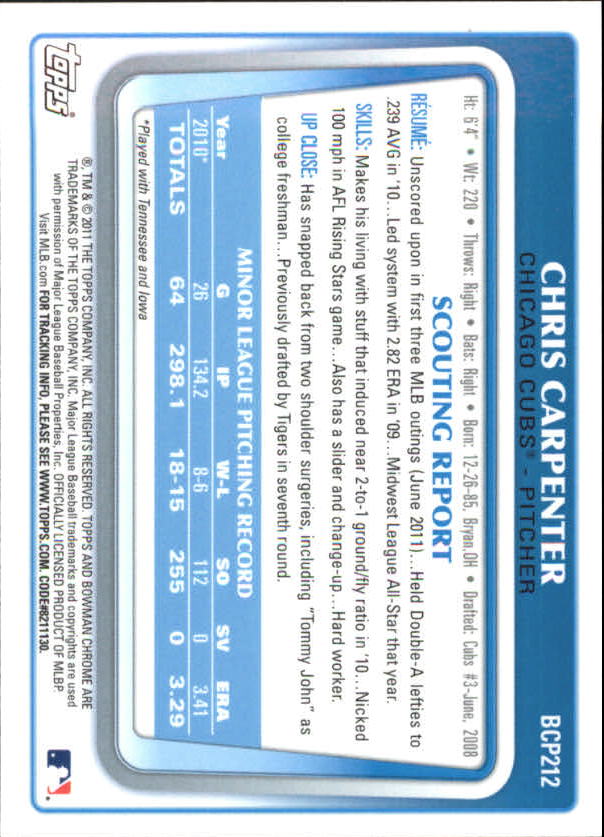A0151- 2011 Bowman Chrome Prospects Green X-Fractors -You Pick- 15+ FREE US SHIP - Picture 167 of 183