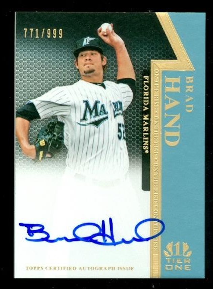 2011 Topps Tier One On The Rise Autographs #BH Brad Hand/999