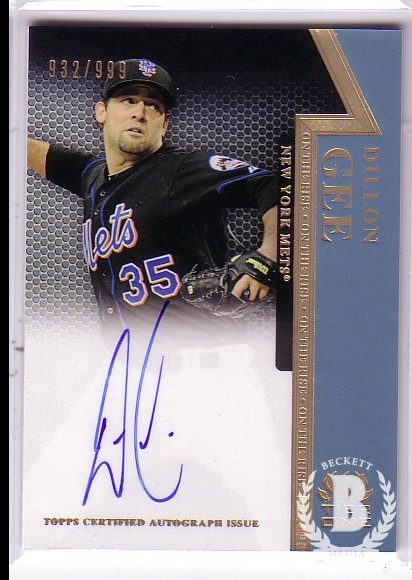 2011 Topps Tier One On The Rise Autographs #DGE Dillon Gee/999