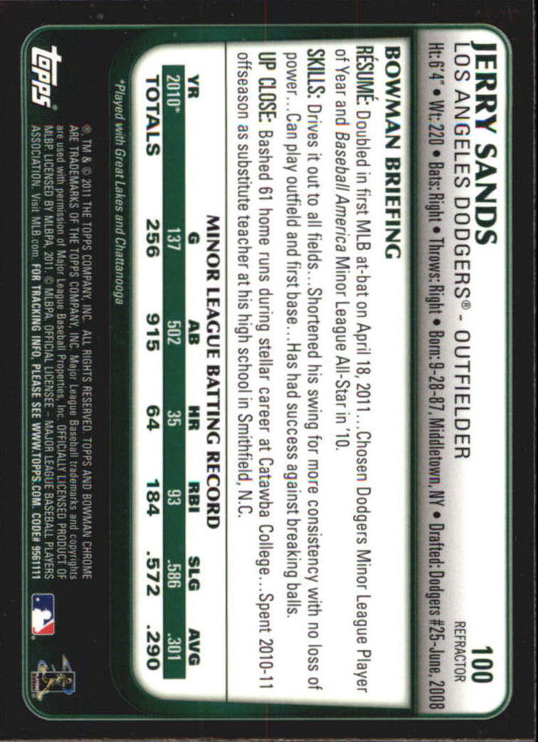 2011 Bowman Chrome Draft Purple Refractors #100 Jerry Sands