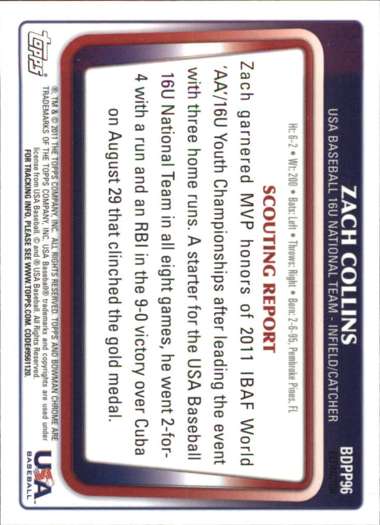2011 Bowman Chrome Draft Prospects Purple Refractors #BDPP96 Zach Collins