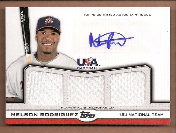 2011 USA Baseball Triple Jersey Autographs #NR Nelson Rodriguez/214