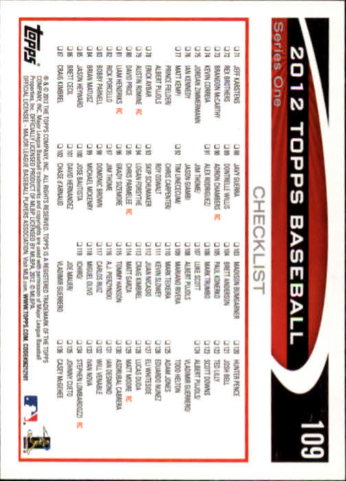 2012 Topps #109 Mariano Rivera RB back image