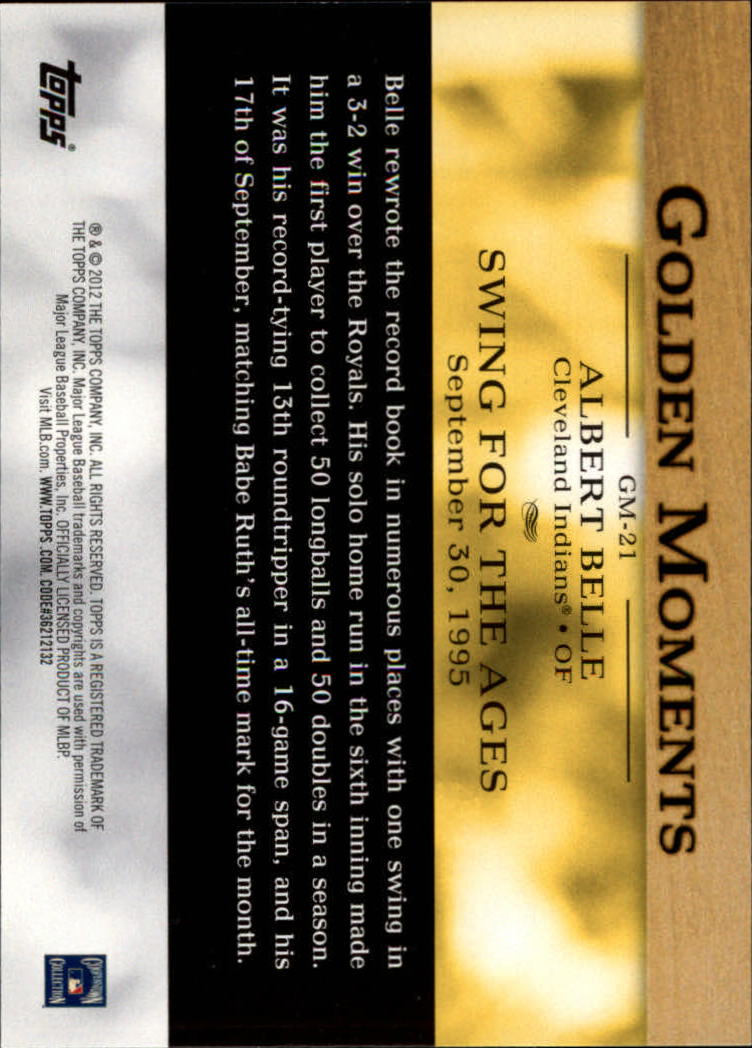 2012 Topps Golden Moments #GM21 Albert Belle back image