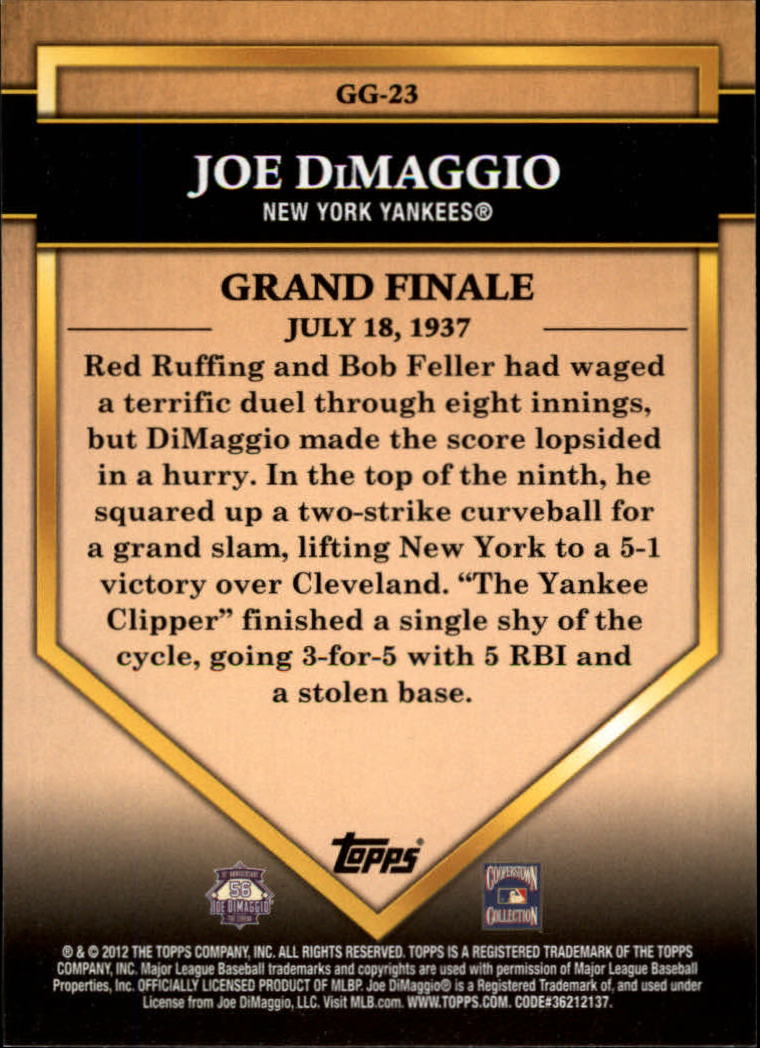 2012 Topps Golden Greats #GG23 Joe DiMaggio back image