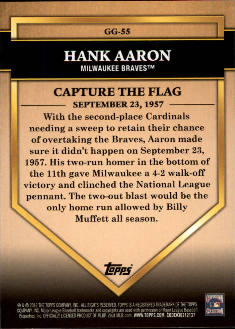 2012 Topps Golden Greats #GG55 Hank Aaron back image
