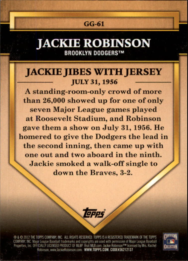 2012 Topps Golden Greats #GG61 Jackie Robinson back image