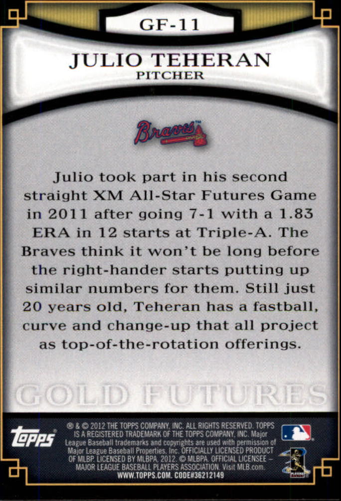 2012 Topps Baseball Gold Futures Insert Singles - You Choose