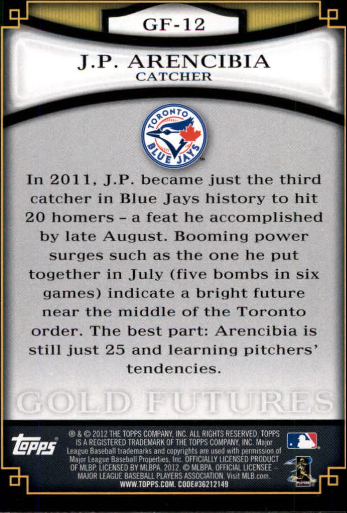 2012 Topps Baseball Gold Futures Insert Singles - You Choose