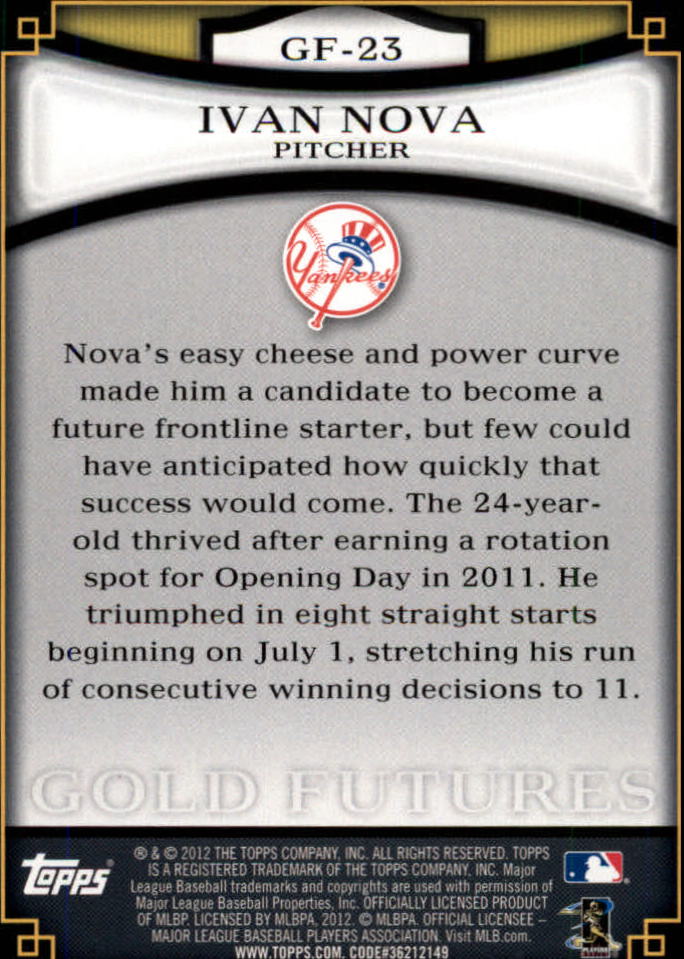 2012 Topps Baseball Gold Futures Insert Singles - You Choose