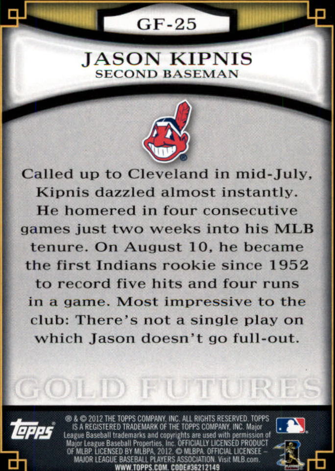 2012 Topps Baseball Gold Futures Insert Singles - You Choose