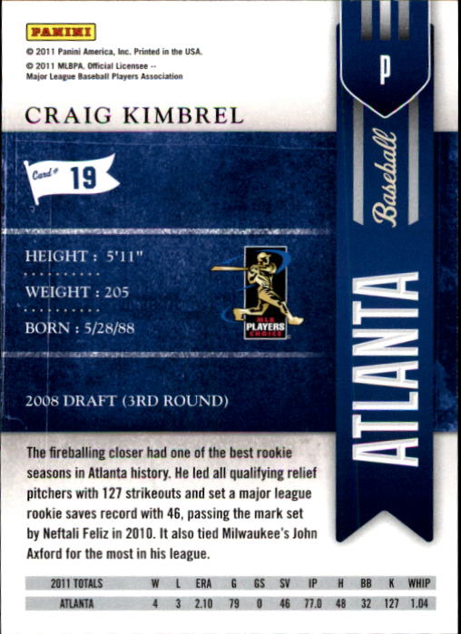 2011 Playoff Contenders #19 Craig Kimbrel RC back image