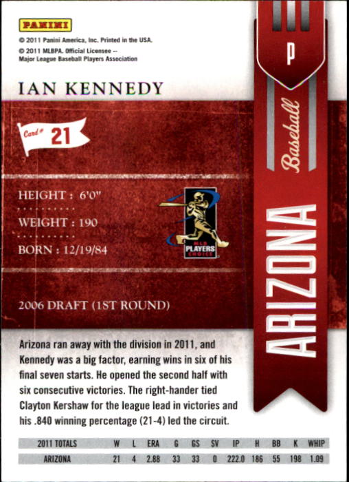 2011 Playoff Contenders #21 Ian Kennedy back image